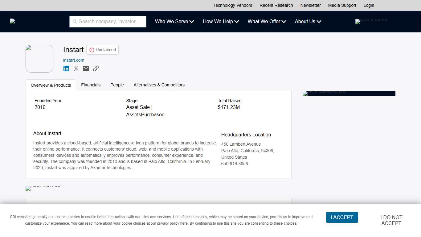 Instart - Products, Competitors, Financials, Employees, Headquarters Locations